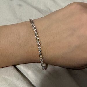 K18 Japan WG Heart 1.00ct Diamond Tennis Bracelet 7inches (Pawnable) 5.69g